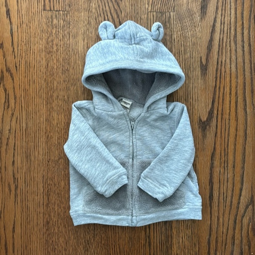 Gray Zip-Up with Teddybear Ears